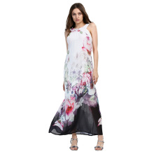 Summer Off Shoulder Lined Print Chiffon Bohemian Casual Dresses Women